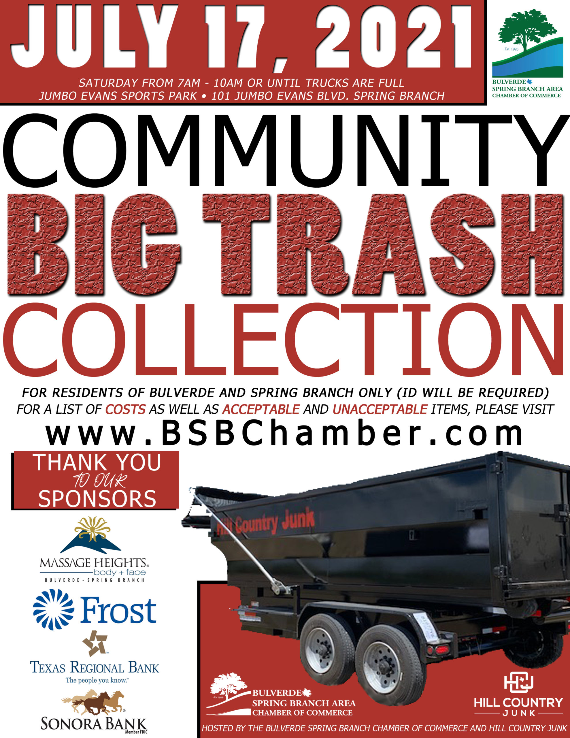 Big Trash Collection July 17, 2021 City of Spring Branch, Texas